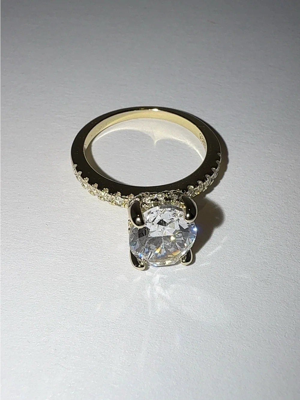 925 Sterling Silver 14Gold Plated Solitaire Halo Engagement CZ Ring -Jewelry-7